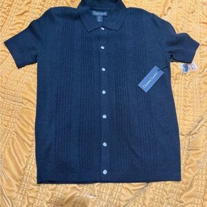 NWT Christian lacroix 100% extra fine merino wool short sleeve button up